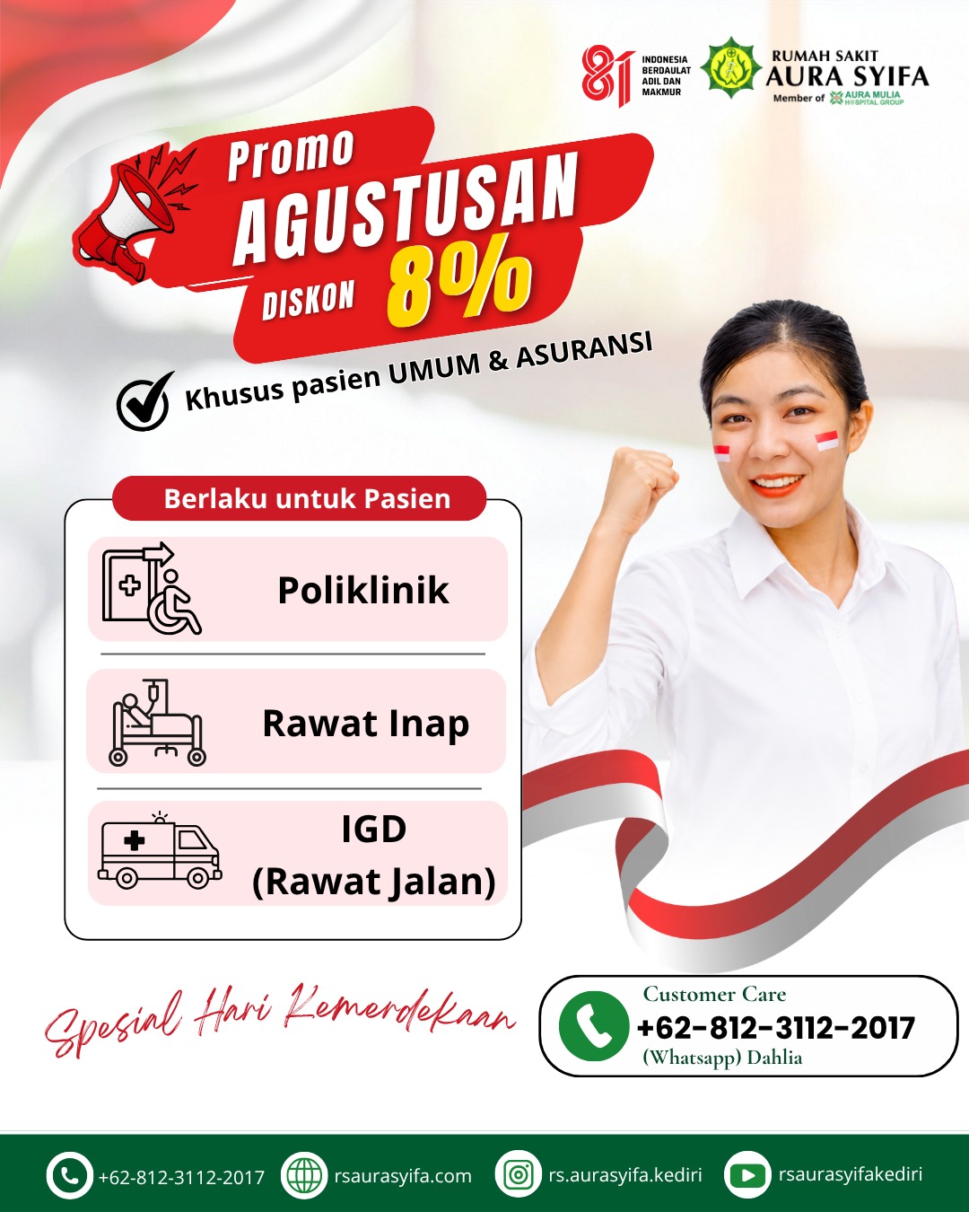 Promo Agustusan Diskon 8% | RS Aura Syifa Kediri