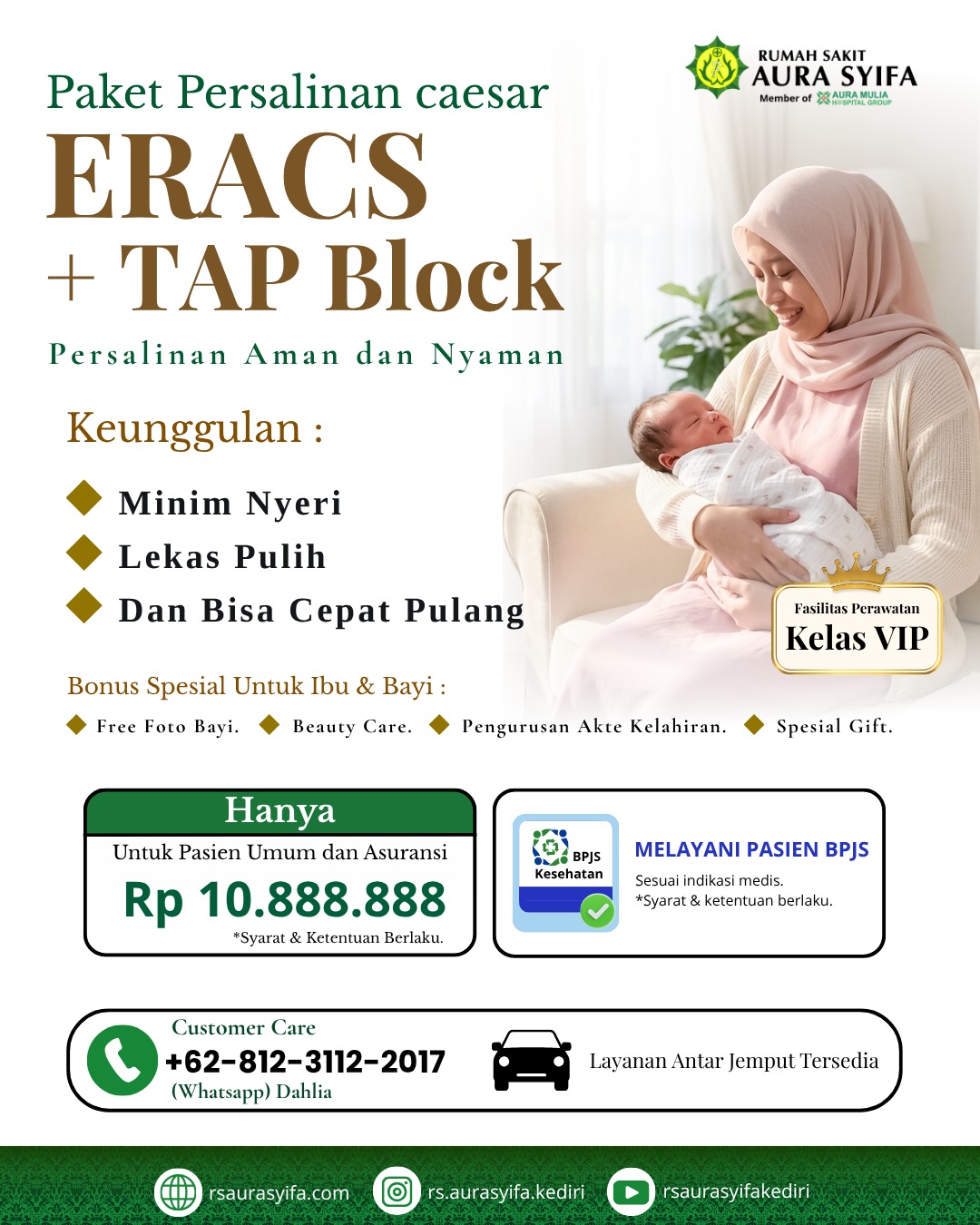 Paket Persalinan Caesar ERACS + TAP Block di RS Aura Syifa