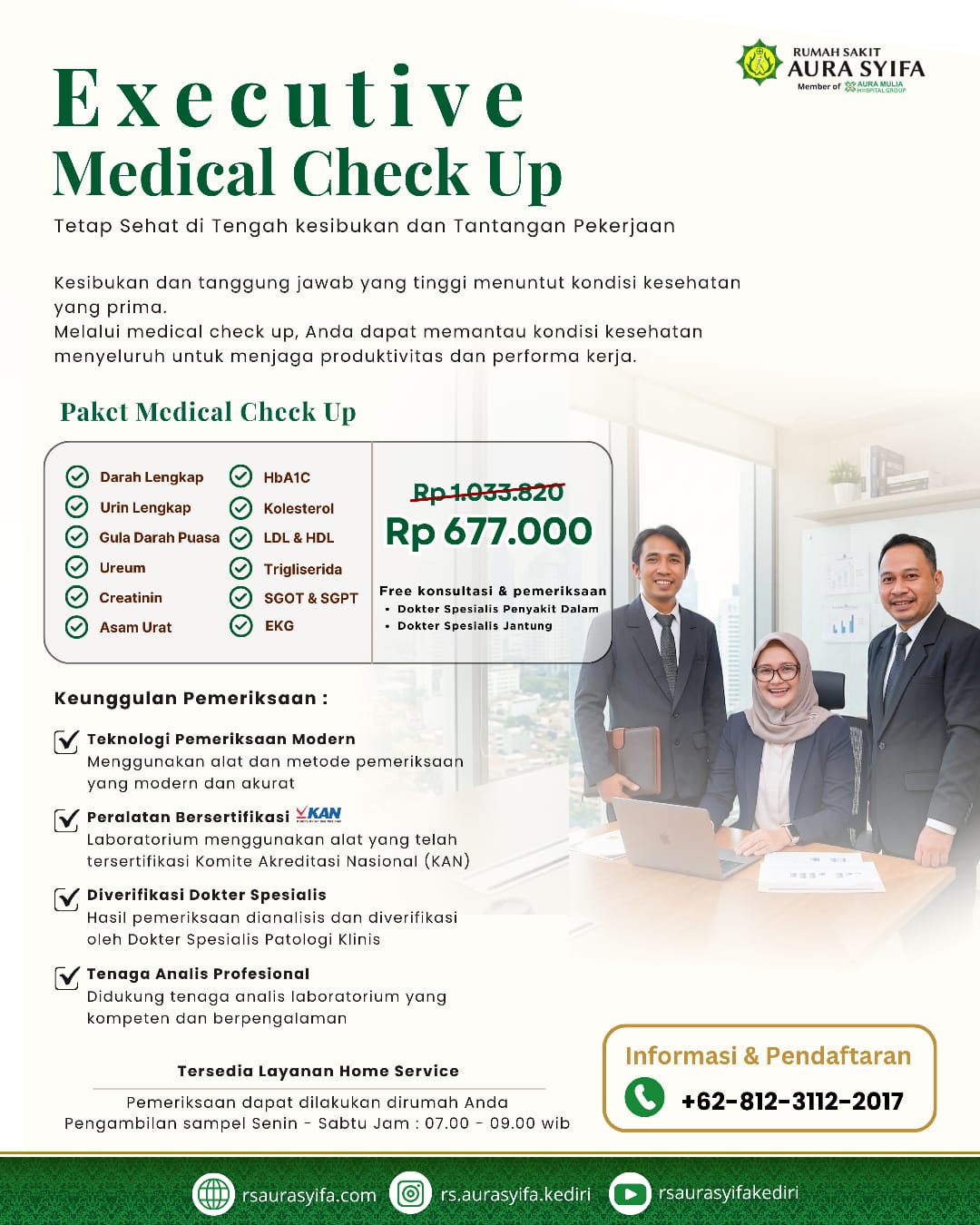 Executive Medical Check Up RS Aura Syifa Kediri – Paket MCU Lengkap Rp677.000